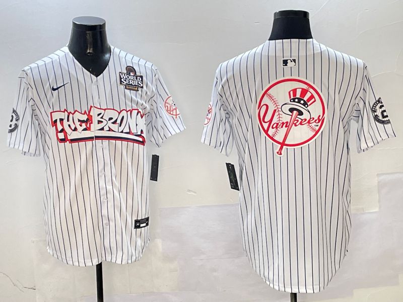 Men New York Yankees Blank White Stripe four generations Joint Name 2025 Nike MLB Jersey style 4->new york yankees->MLB Jersey